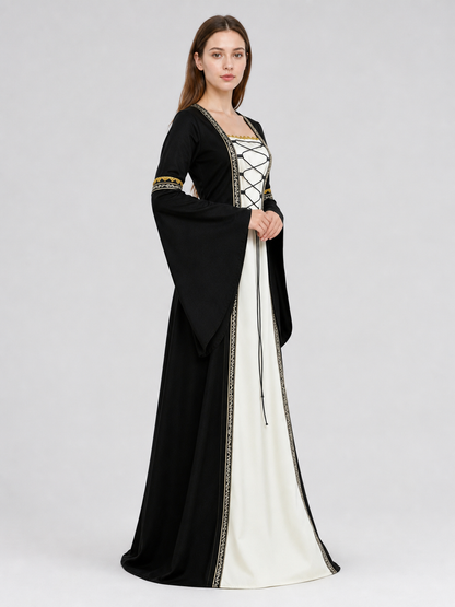 Medieval Halloween Costume Dress with Lace-Up Detail