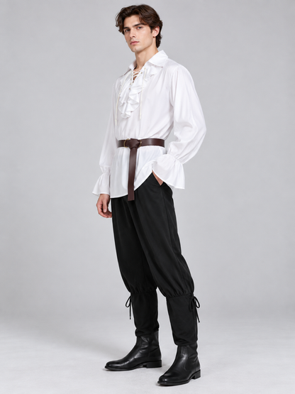 Medieval-Style Costume: White Shirt, Pants, Belt