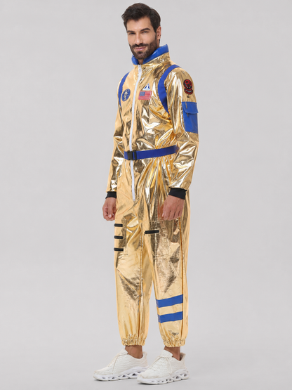 Gold-and-Blue Astronaut Costume Jumpsuit