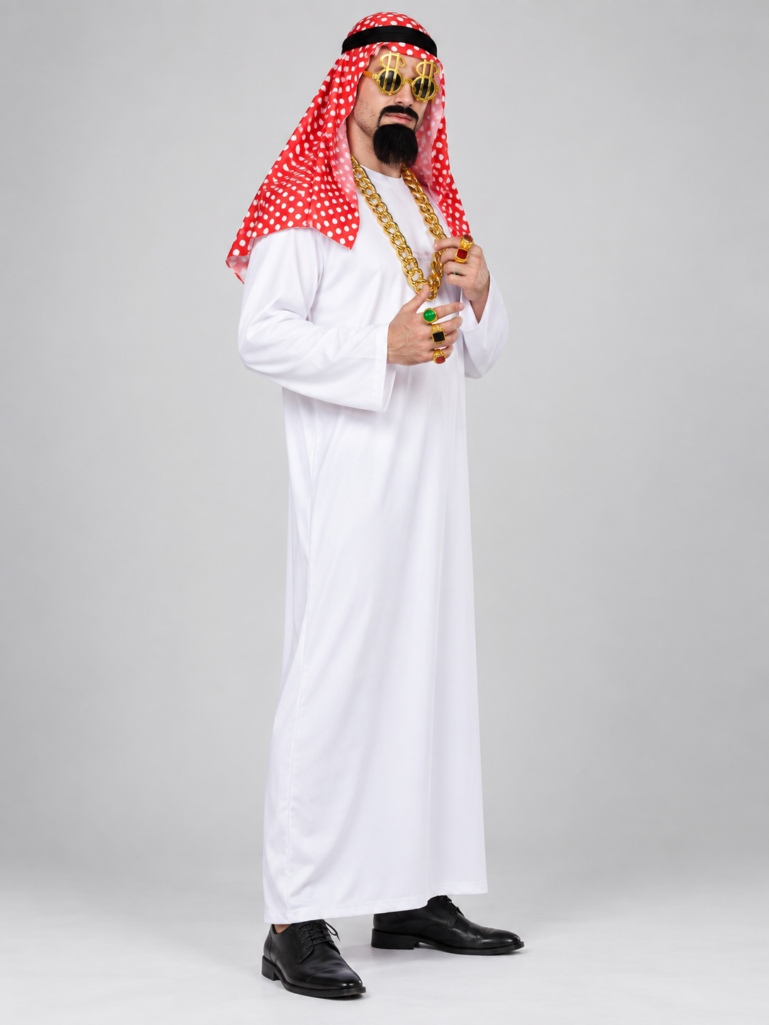 Adult Carnival Costume with White Robe and Glasses