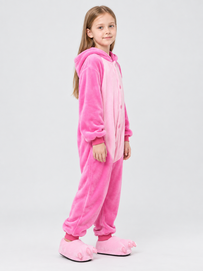 Kids' Hooded Pink Pajama Jumpsuit