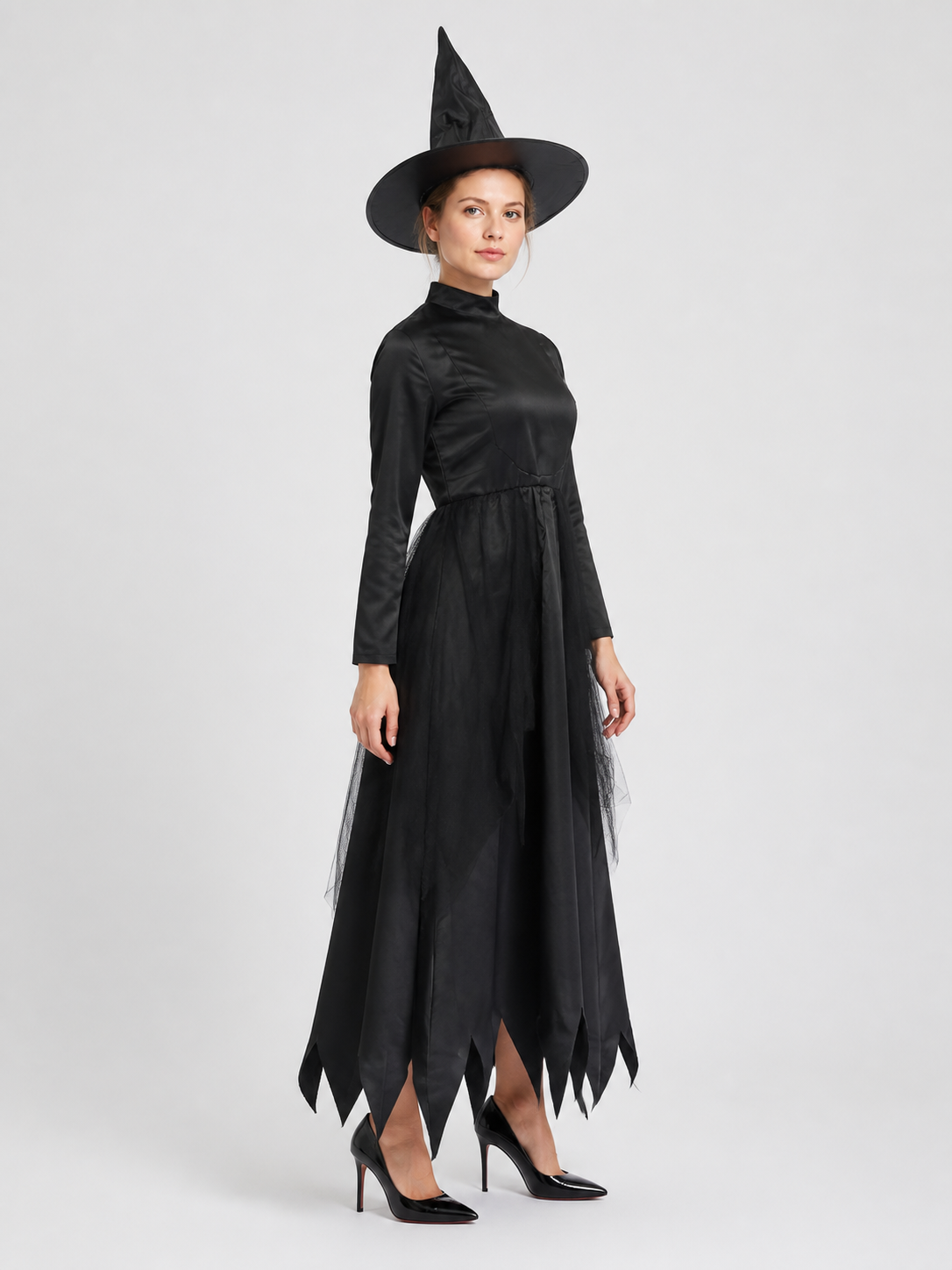 Halloween Witch Costume with Pointed Hat side view