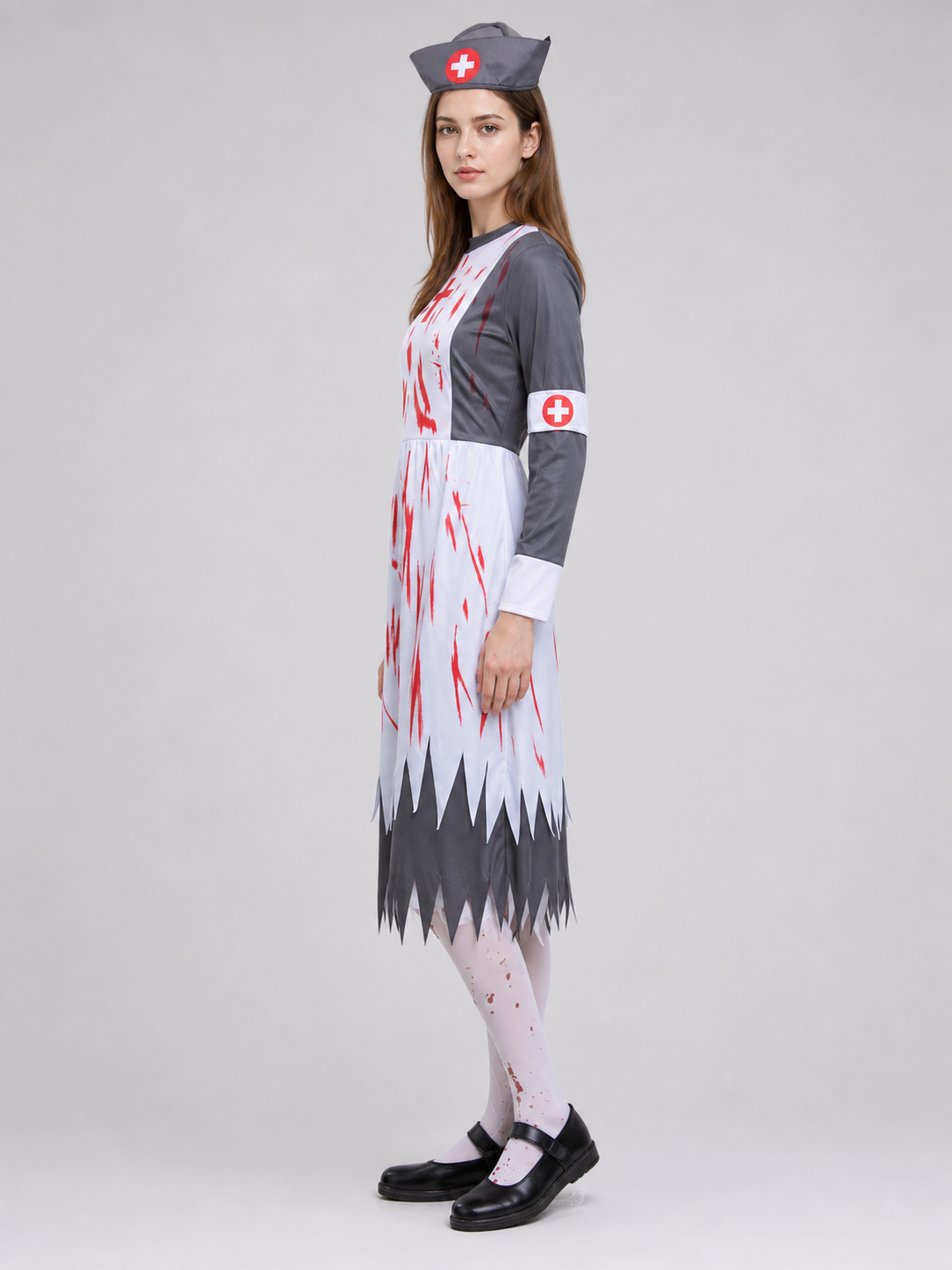 Halloween Costume: Medical Uniform with Blood Print side view