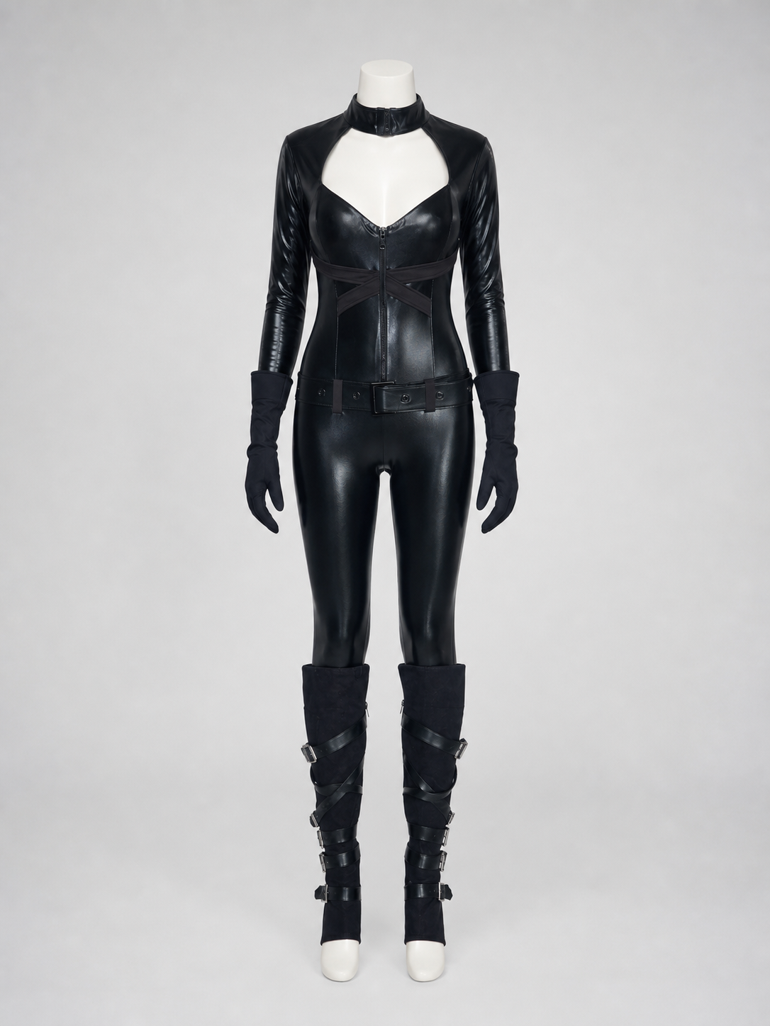 Black Animal Character Costume with Mask and Gloves side view