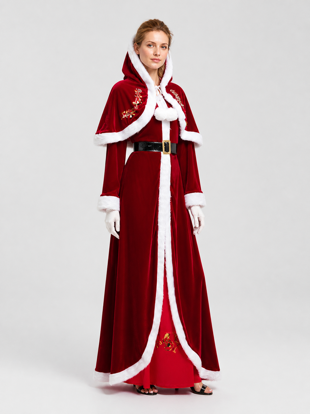 Long Hooded Christmas Costume Dress side view