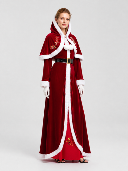 Long Hooded Christmas Costume Dress side view