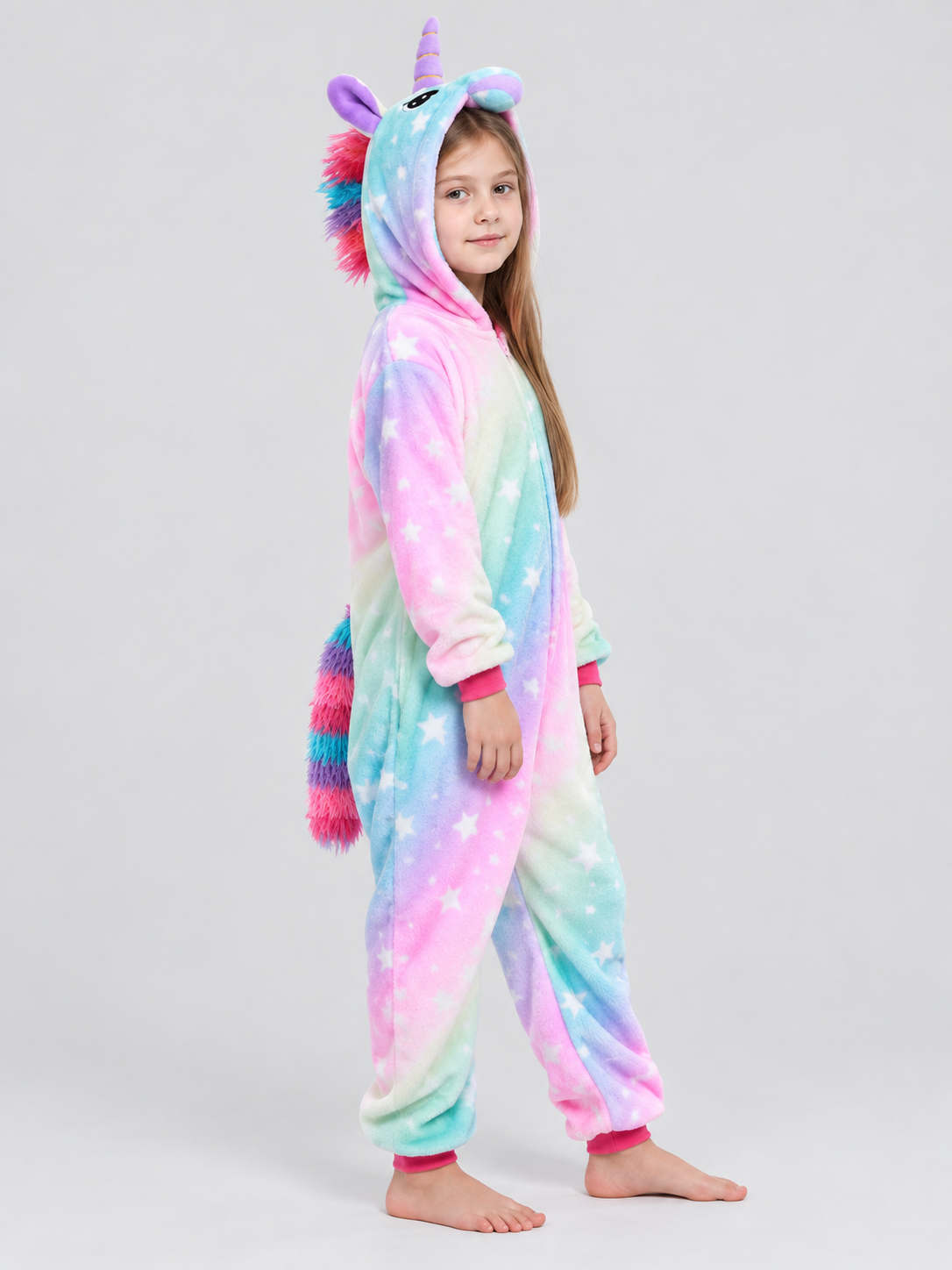Unicorn and Star Print Hooded Pajama Jumpsuit