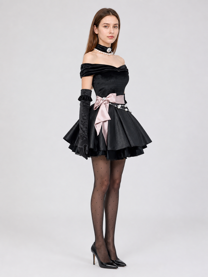 Gothic cosplay dress costume with gloves