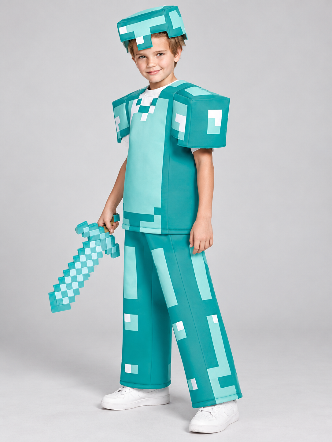 Kids' Pixel-Style Carnival Costume with Helmet