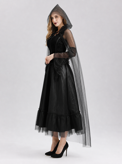 Gothic Hooded Dress with Black Cape