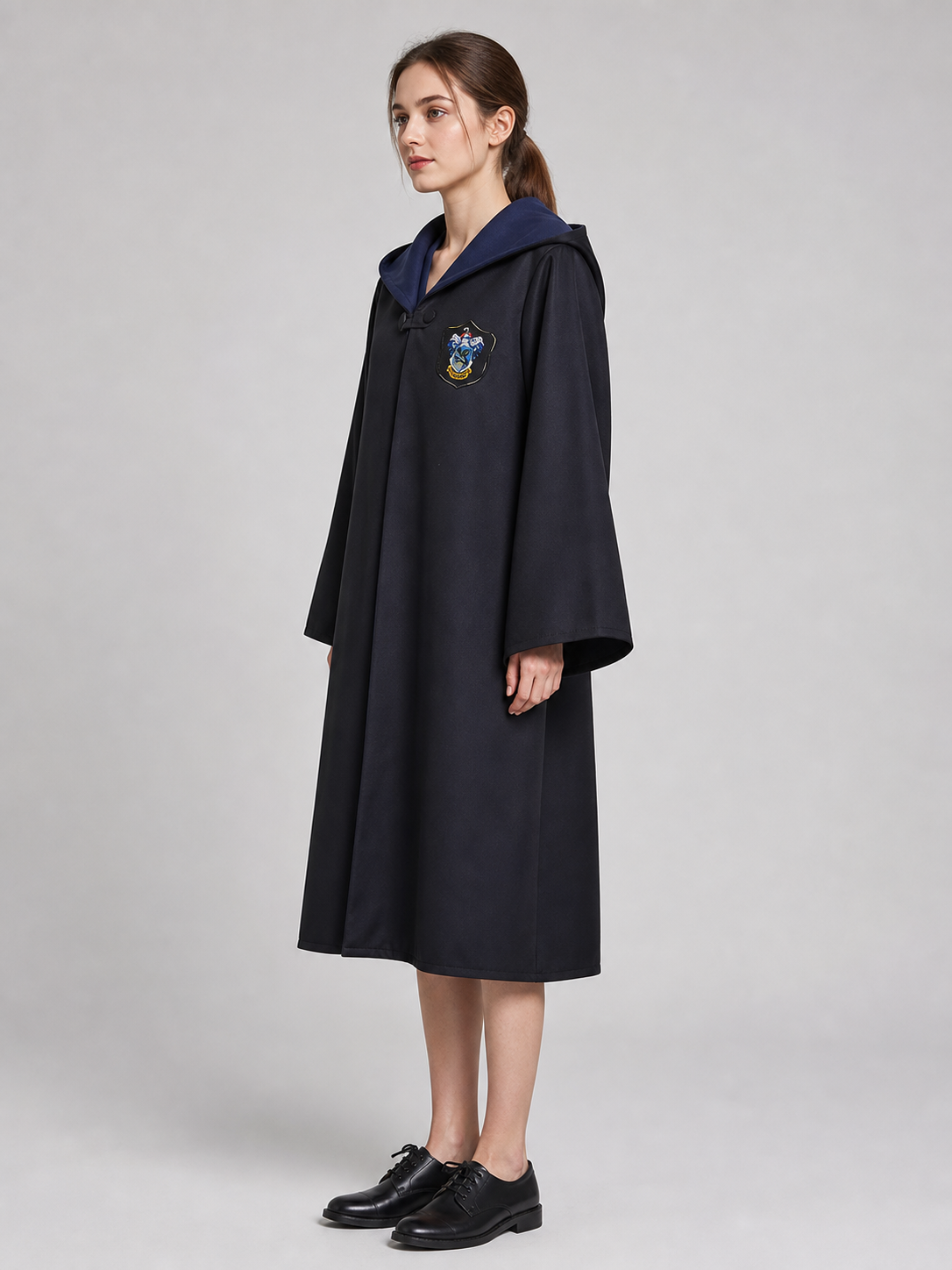 Long Hooded Wizard Robe with Emblem Patch