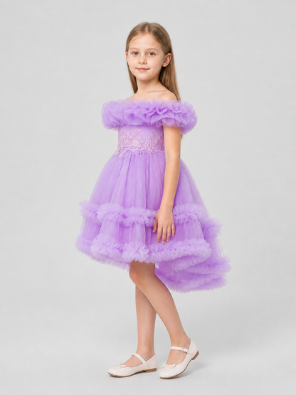 Dressy Dress with a Full Skirt, Sequins, and Ruffles