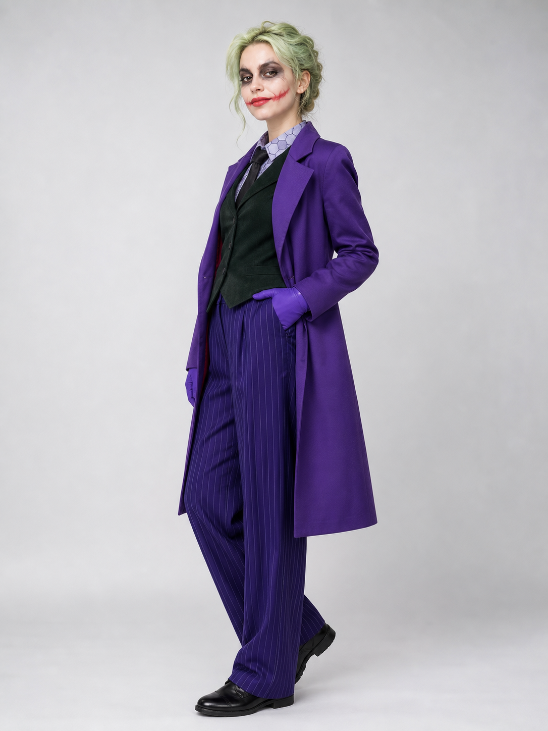 Clown Cosplay Costume: Purple Joker Look