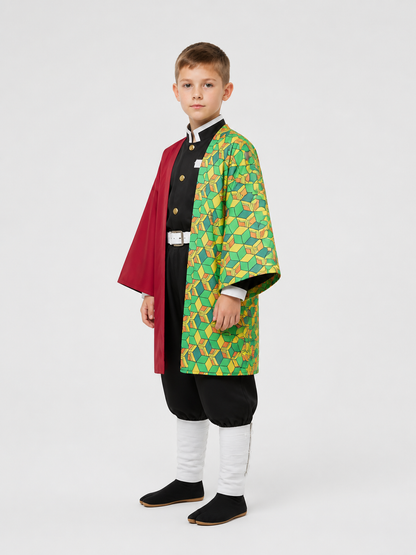 Anime Cosplay Long Two-Tone Cape Cloak side view