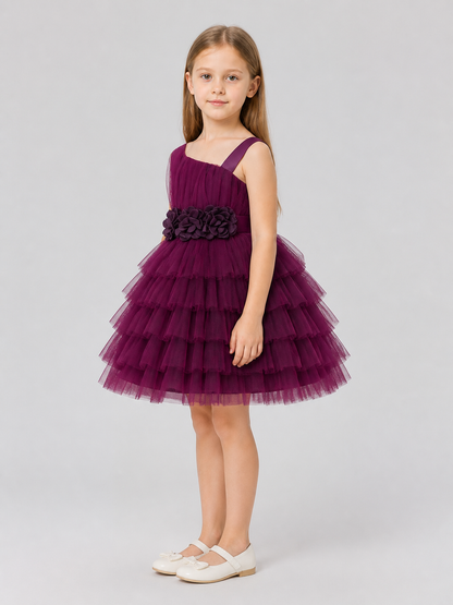 Full Tulle Skirt Christening Dress side view