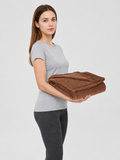 Brown Reversible Pet Blanket side view