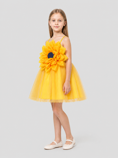 Festive Princess Dress with Full Skirt and Flower