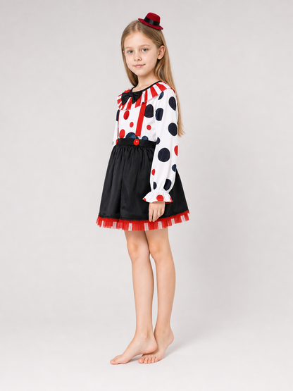 Children's Clown Costume with Skirt and Hat for Stage Performances