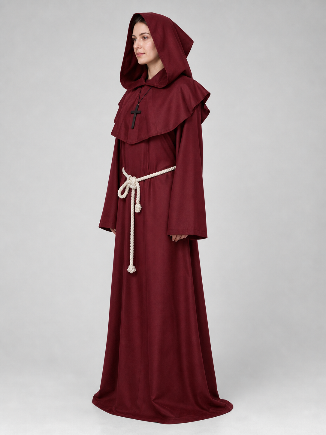 Medieval Monk Costume with Hood and Belt