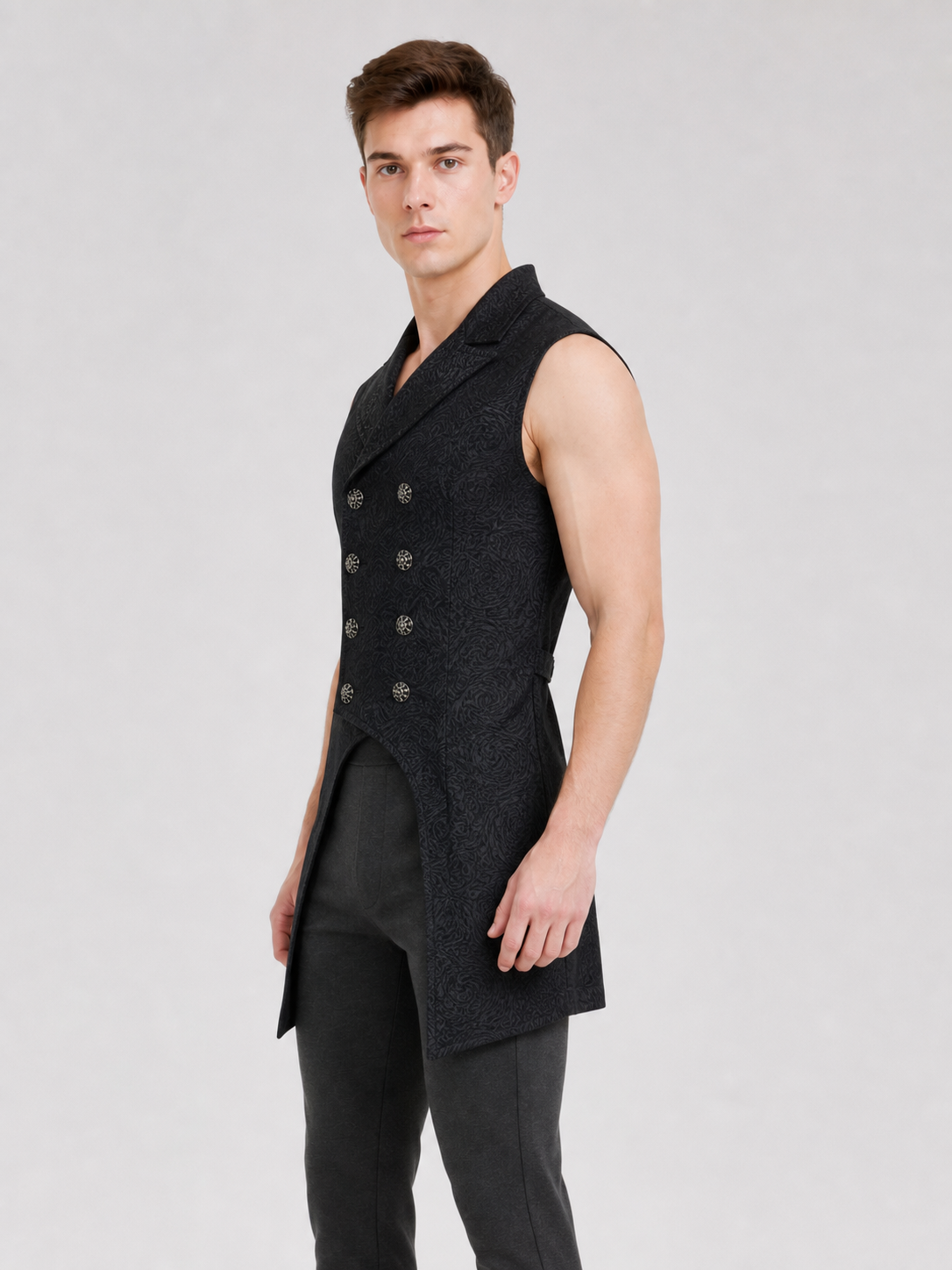 Classic Sleeveless Vest with Jacquard Pattern