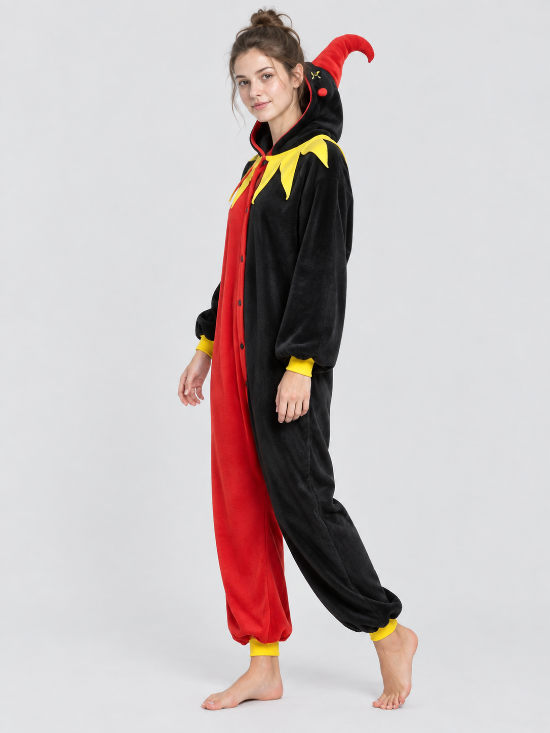 Flannel Pajama Jumpsuit with Volume Hood