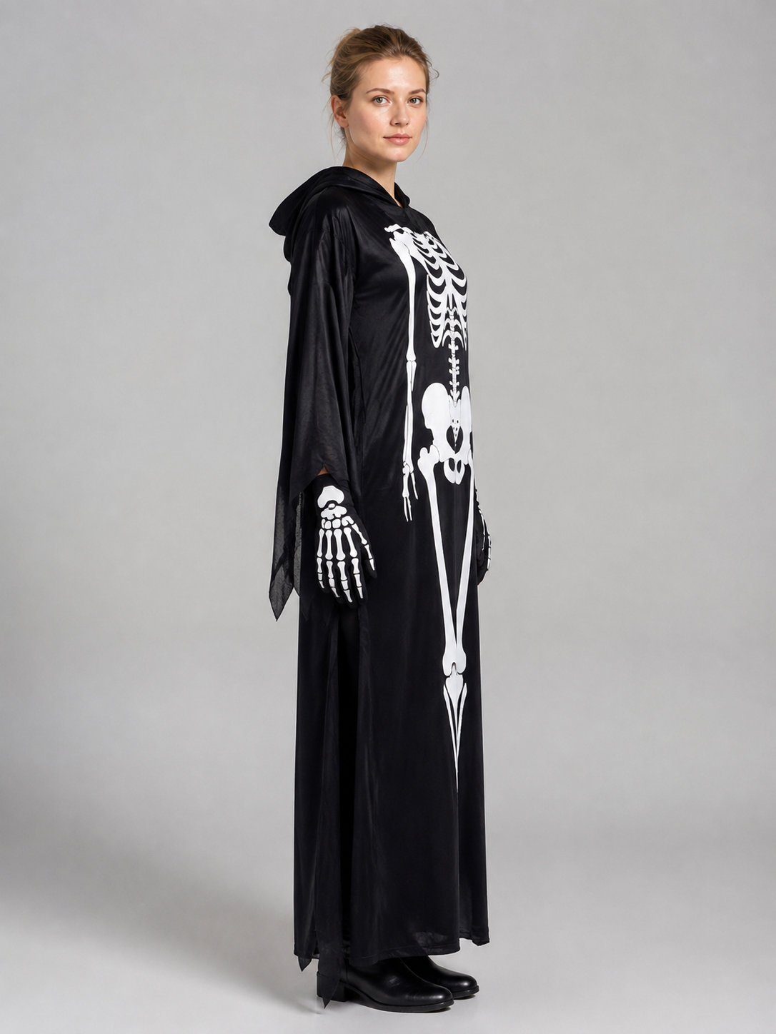 Skeleton Costume with Mask and Gloves side view