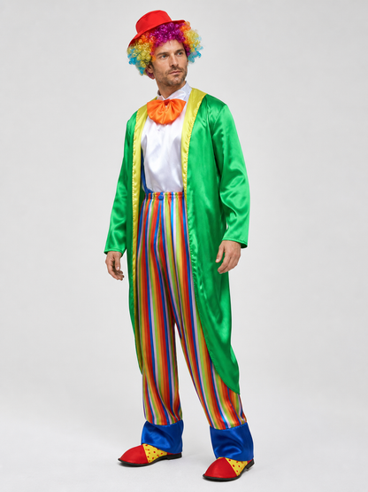 Circus Clown Costume with Cape, Hat, and Bow Tie side view