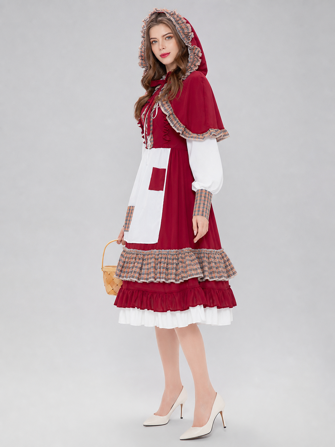 Little Red Riding Hood Costume: Dress with Apron and Cape