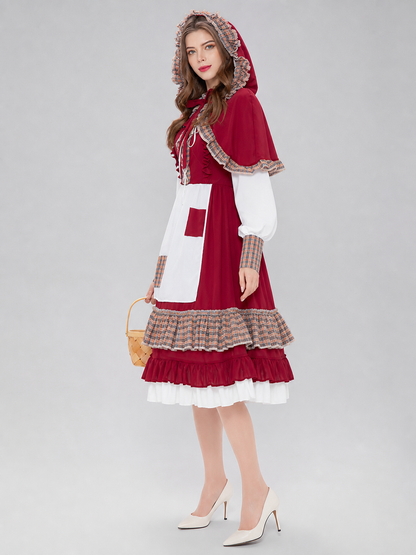 Little Red Riding Hood Costume: Dress with Apron and Cape