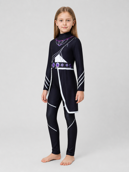 Punk Rumi Cosplay Jumpsuit, Black, with Decorative Details side view