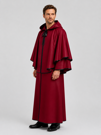 Dark Red Hooded Halloween Cosplay Cloak side view