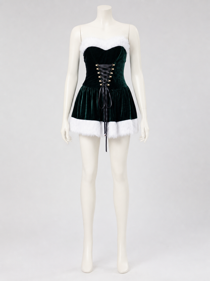 Festive cosplay dress with white trim