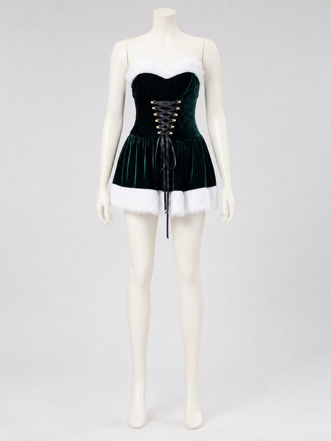 Festive cosplay dress with white trim