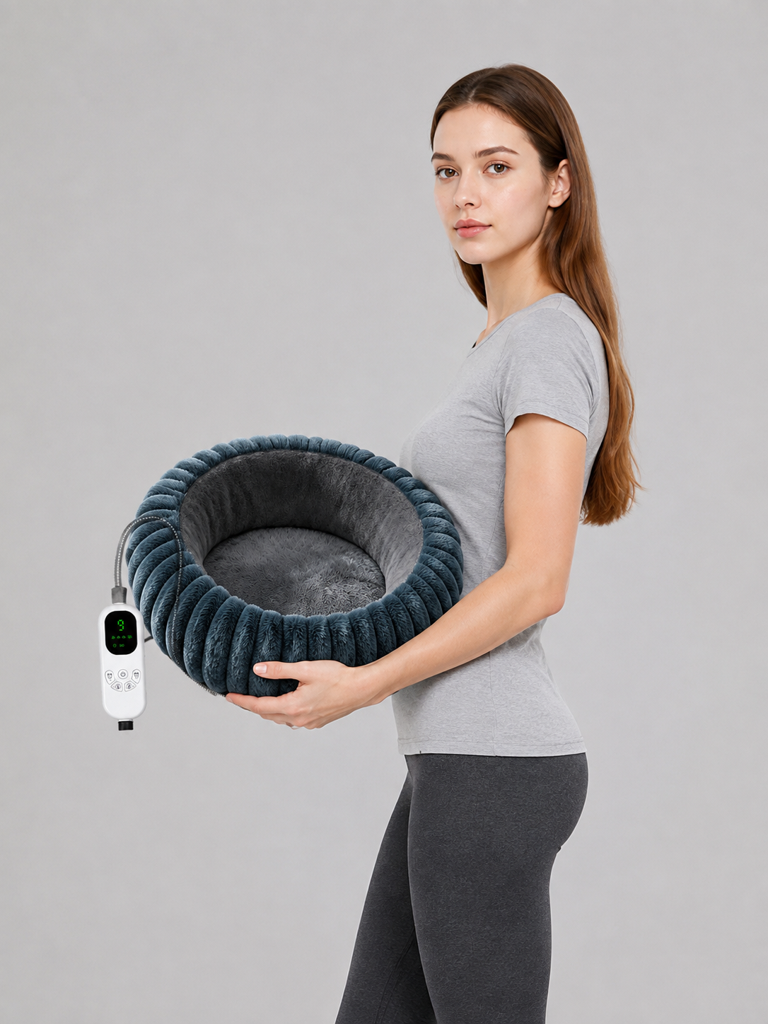 Heated Pet Bed, Blue-Cyan side view