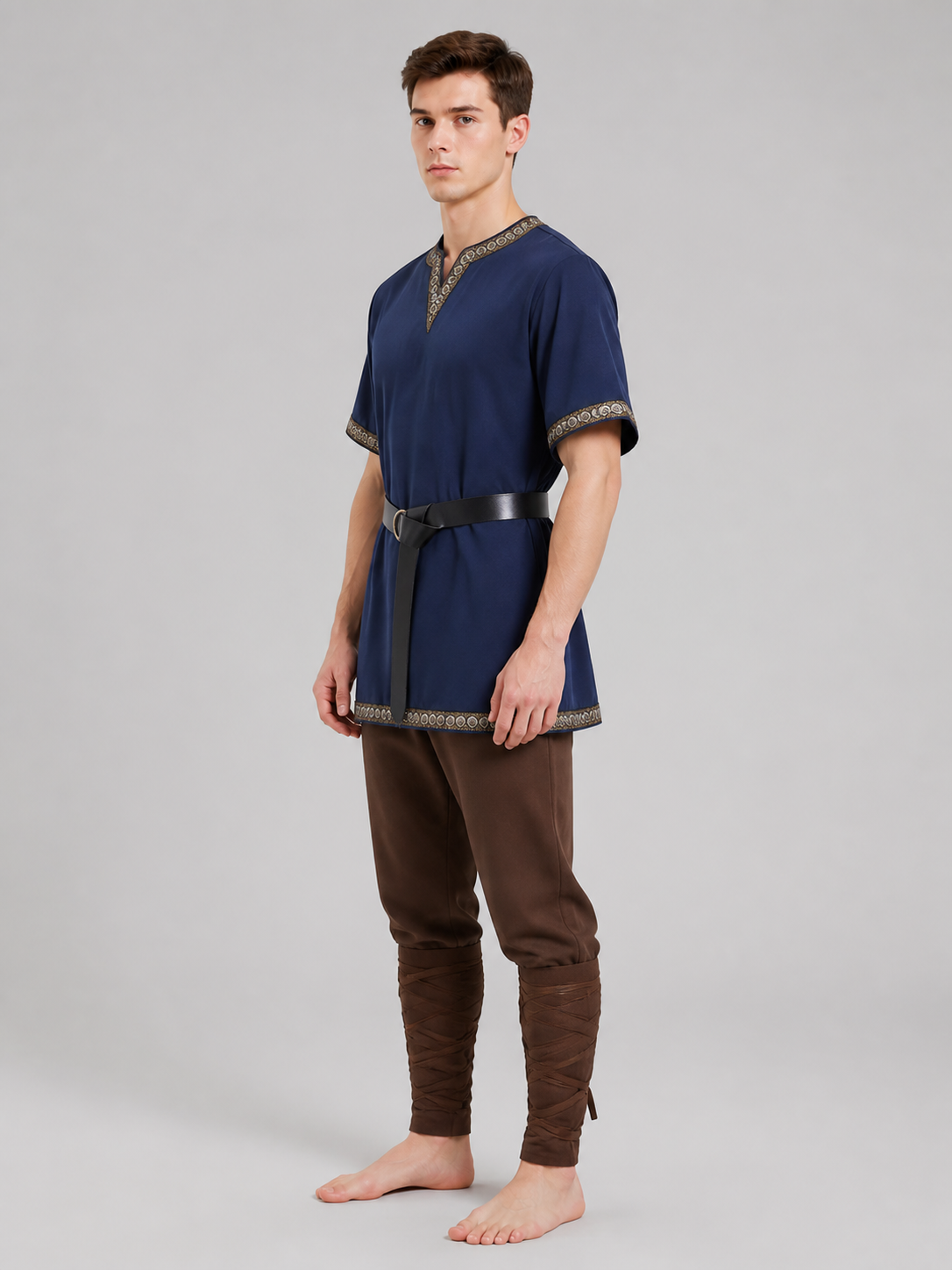 Medieval Shirt with V-Neck and Belt
