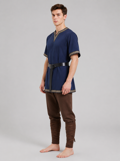 Medieval Shirt with V-Neck and Belt