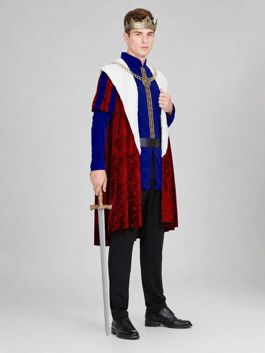 Royal Cosplay Costume with Crown and Cape