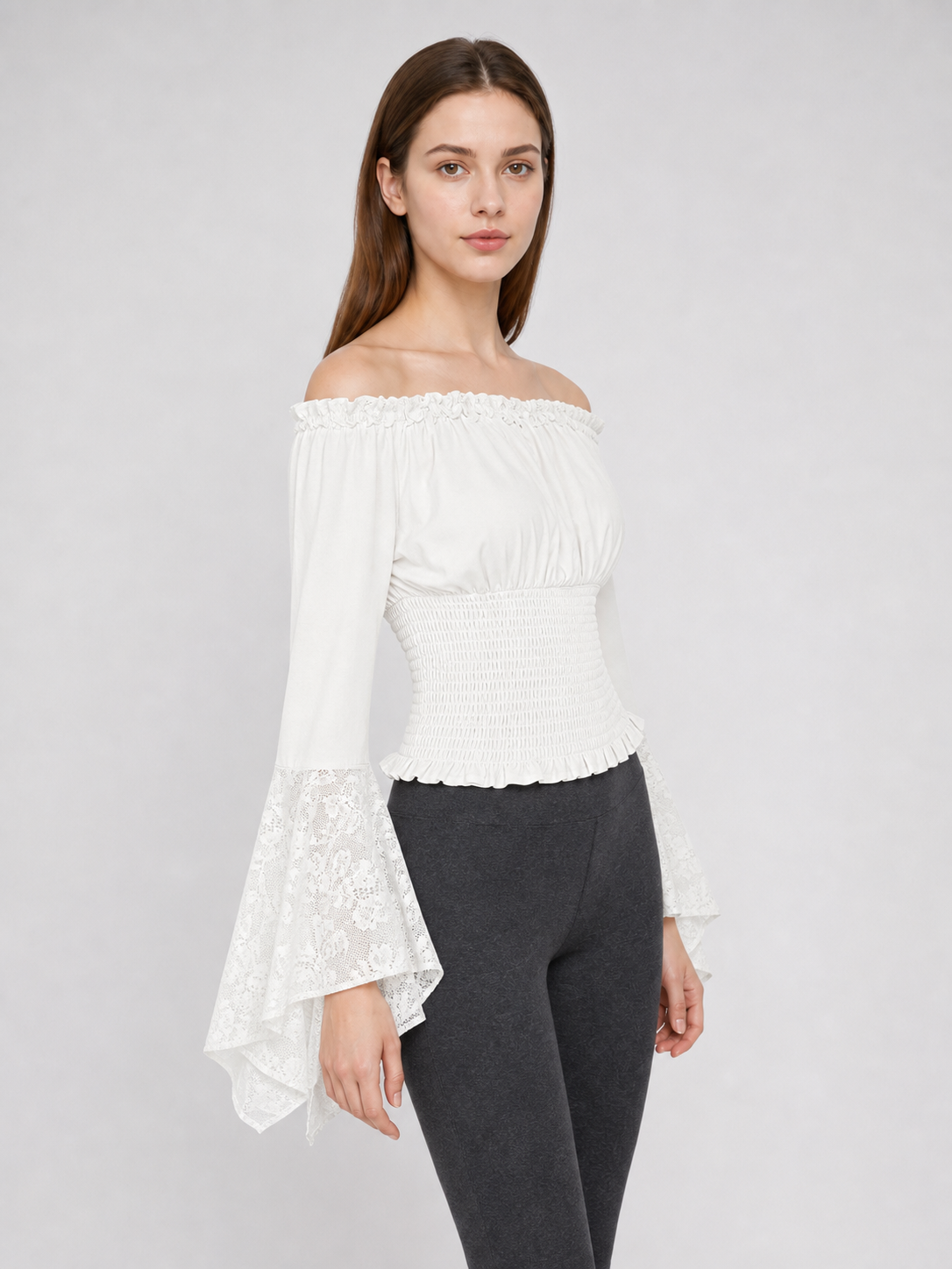 White Off-the-Shoulder Ruffle Blouse