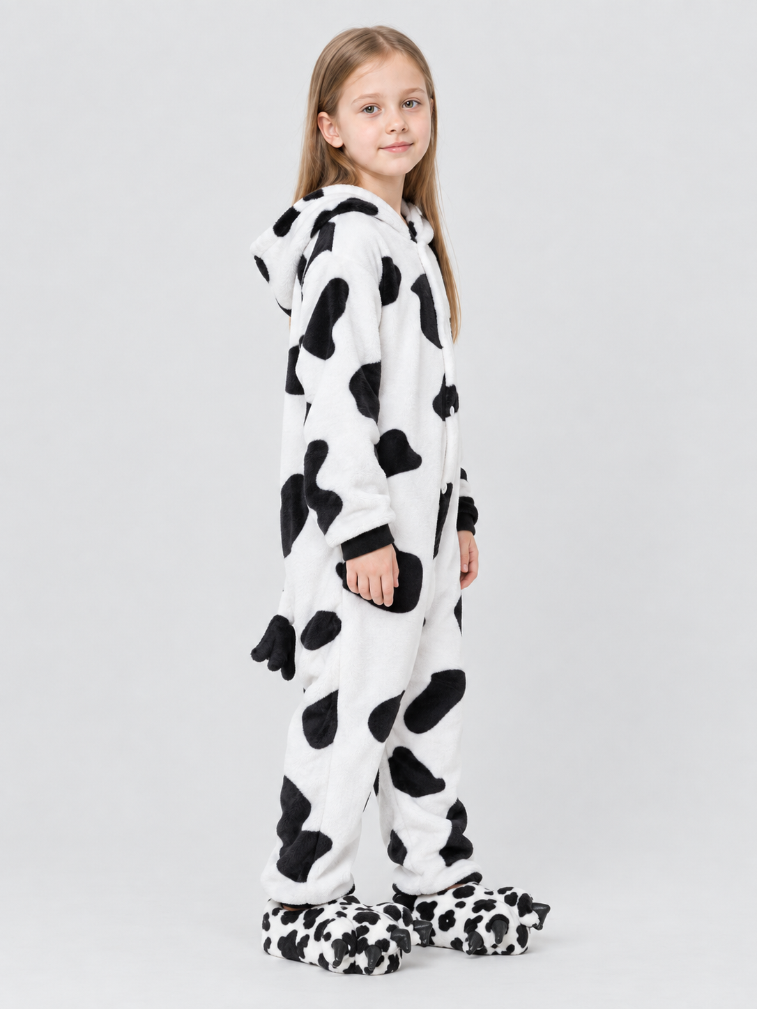 Kids' Hooded Pajama Jumpsuit with Spotted Pattern
