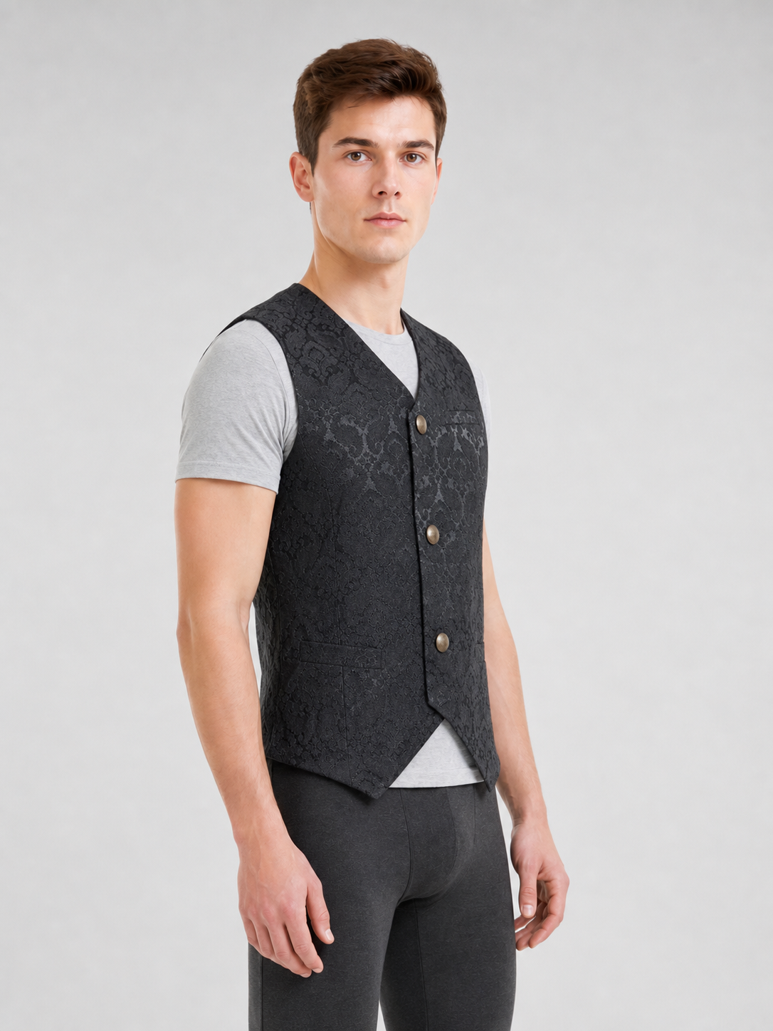 Short Vintage Jacquard Vest