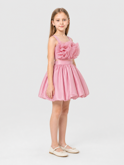 Children's set: bustier top and full skirt with flowers side view
