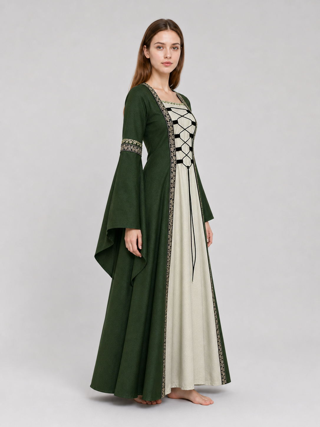 Historical Renaissance Long Dress with Lacing