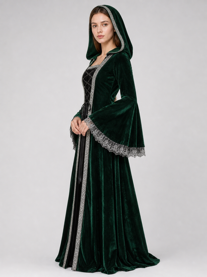 Gothic Hooded Dress in a Medieval Style