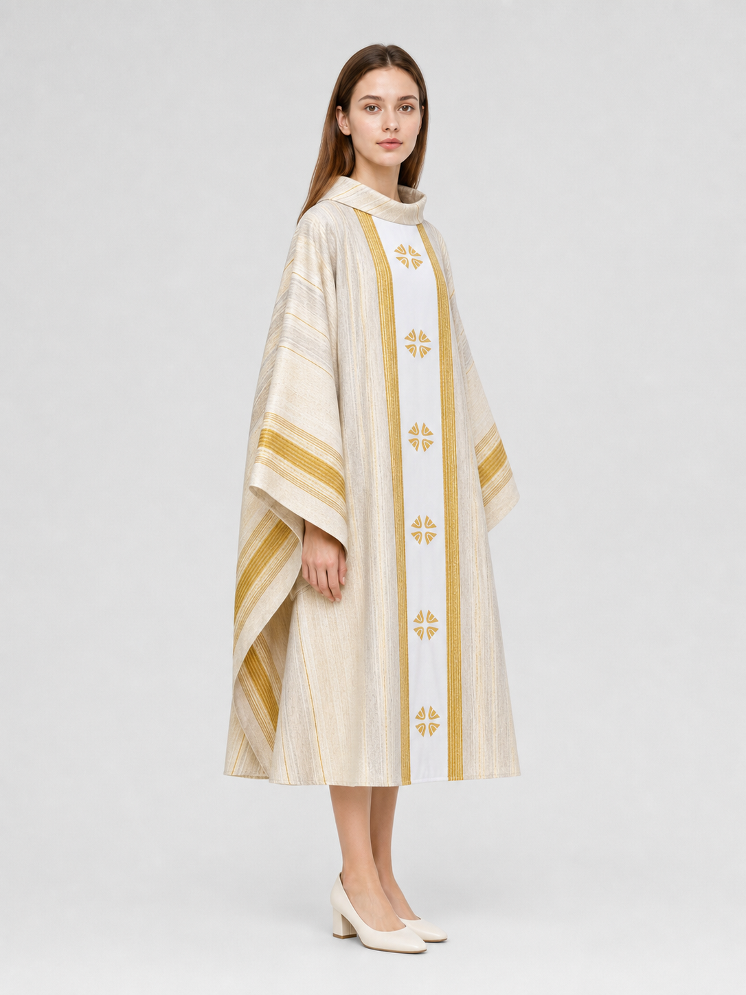 Liturgical Vestment with Collar and Gold Ornament
