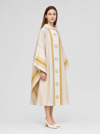 Liturgical Vestment with Collar and Gold Ornament