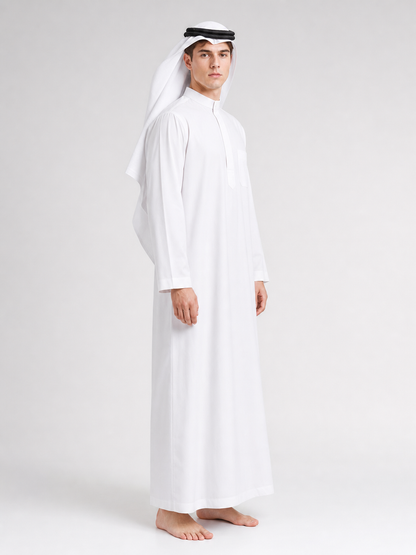 Traditional long white robe with head covering