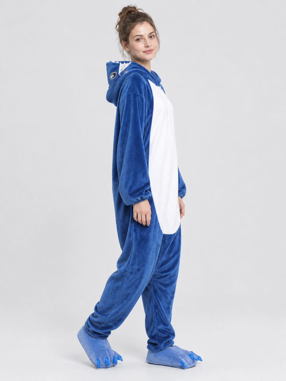 Shark-Themed Kigurumi with Hood and White Insert