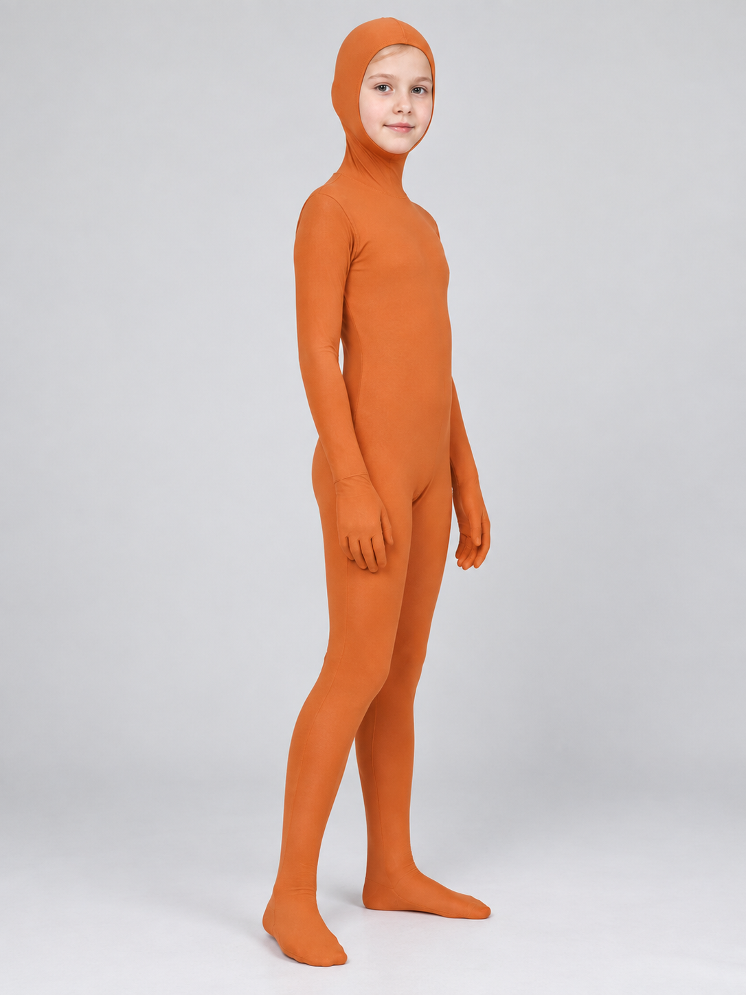 Orange Hooded Cosplay Jumpsuit side view