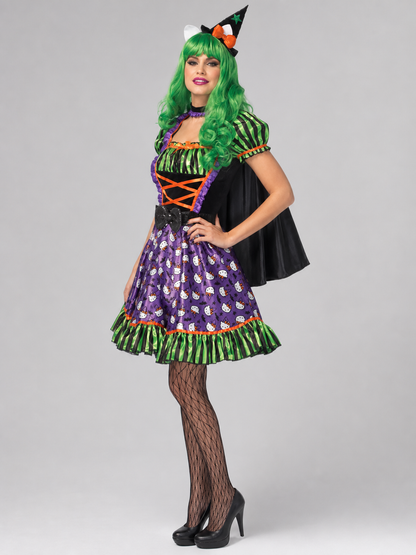 Carnival Clown Costume with Dress and Cape