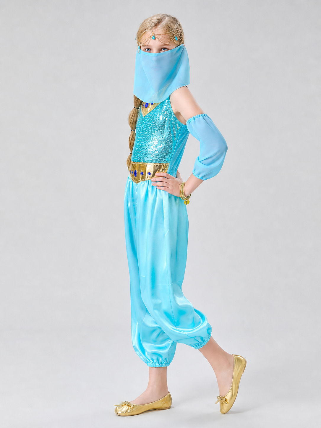 Carnival Princess Costume with Veil and Sequins